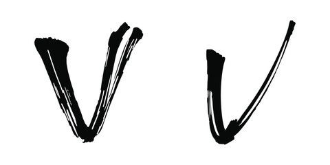 Brushstroke letters V in black artistic typography and design elements vector illustration