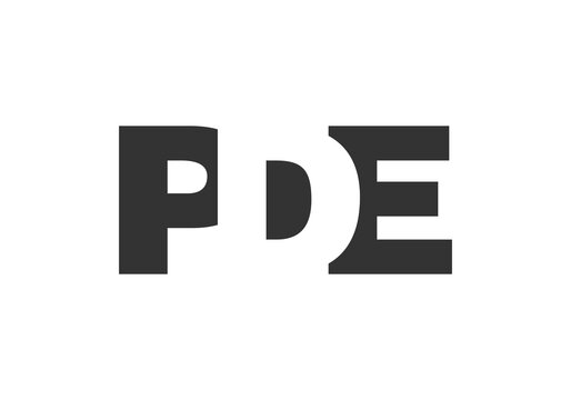 PDE logo design. Initial letter P D E bold font style for tech startups, consulting, corporate branding. Creative company name, headlines typography identity, trendy logotype.