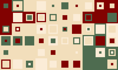 Abstract geometric background with red, green, and beige squares.  Modern, minimalist design ideal for website banners, presentations, or social media.