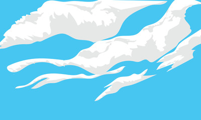 Obraz premium Flat Illustration of Cloudy Blue Sky in Daytime