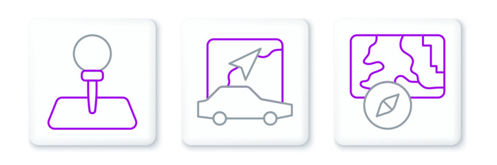 Set line City map navigation, Push pin and icon. Vector