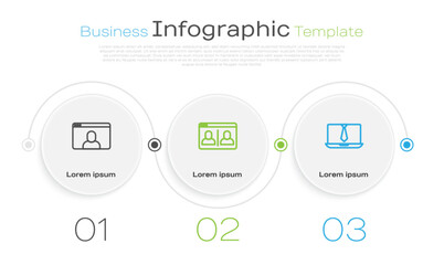 Set line Video chat conference, and . Business infographic template. Vector
