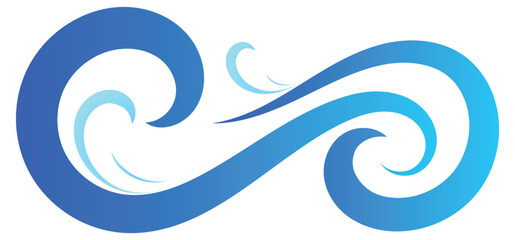 Seascape waves for surfing. Stormy ocean surface. Cartoon vector illustration isolated on white background and png.
