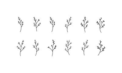 Decorative Leaf Motifs Set. A selection of artistic leaf icons and ornamental plant designs for borders, logos, and print materials.