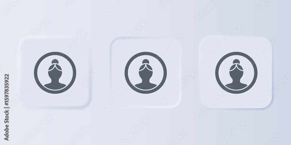Poster grey create account screen icon isolated on grey background. set icons in square buttons. vector