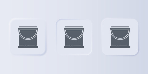 Grey Paint bucket icon isolated on grey background. Set icons in square buttons. Vector