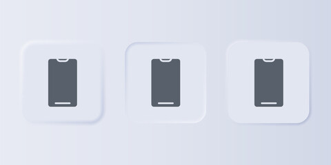 Grey Smartphone, mobile phone icon isolated on grey background. Set icons in square buttons. Vector