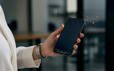 Hand Holding a Smartphone with Blank Screen