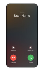 Incoming Call Screen Interface with Accept and Decline Options