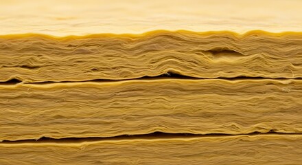 Close-up of layered, textured yellow material, possibly insulation or a similar industrial product.