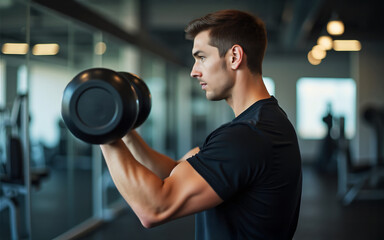 young man lifting weights