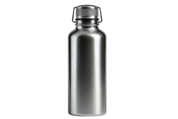 Sleek Silver Water Bottle Modern Design Metal Texture Reusable Hydration Zero Waste Lifestyle