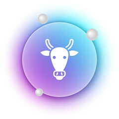 White Cow head icon isolated on white background. Blue and purple gradient circle background. Vector