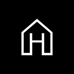 H letter house icon on black
