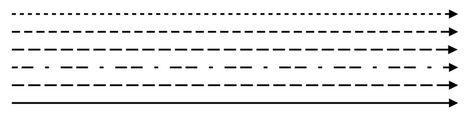Straight dashed arrow icon set