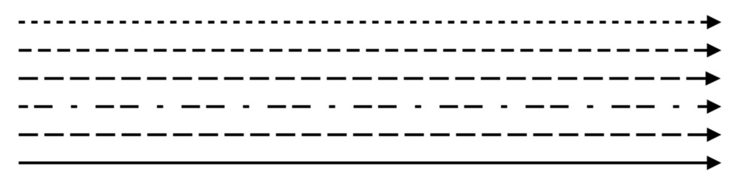 Straight dashed arrow icon set
