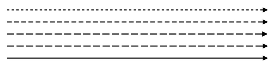 Straight dashed arrow icon set