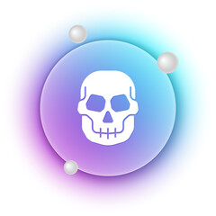 White Skull icon isolated on white background. Happy Halloween party. Blue and purple gradient circle background. Vector