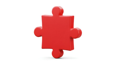 Obraz premium Conceptual illustration of a single red jigsaw puzzle piece on a white background