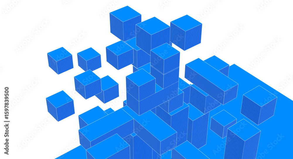 Poster abstract modular architecture 3d rendering