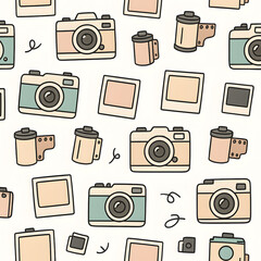 Vintage Camera Doodle Pattern