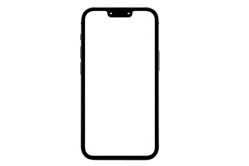 Black Smartphone with Blank Screen on Transparent Background