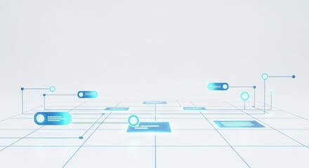 Minimal Futuristic AI Interface Background with Geometric Grids and Soft Glowing Data Nodes