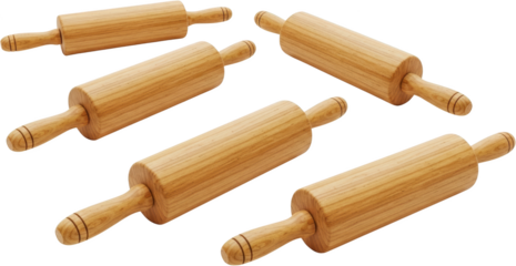 Collection Of Five Wooden Rolling Pins With Handles Isolated On A Transparent Background Transparent Background