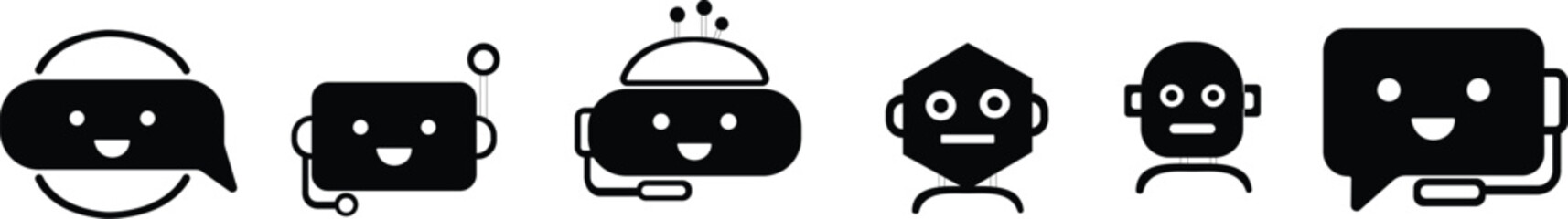 Fototapeta premium Art & IllustrationCheatbot icon set.Artificial Intelligence machine Learning and chat bot thin line icon set .Machine Learning - thin line vector icon set. Pixel perfect. Editable stroke.Phone, Chatbo