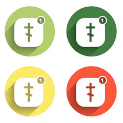 Set Online church pastor preaching video streaming icon isolated with long shadow background. Online church of Jesus Christ. Color circle button. Vector