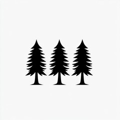 Obraz premium Three simple black silhouette pine trees