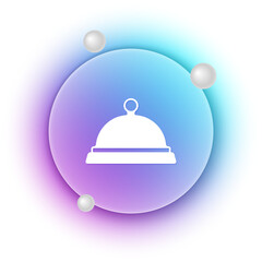 White Covered with a tray of food icon isolated on white background. Tray and lid sign. Restaurant cloche with lid. Blue and purple gradient circle background. Vector