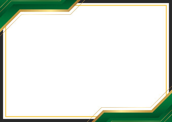 Modern Geometric Green and Gold Frame Background