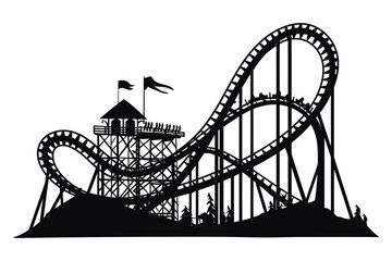 Roller Coaster Silhouette Thrill Ride Amusement Park