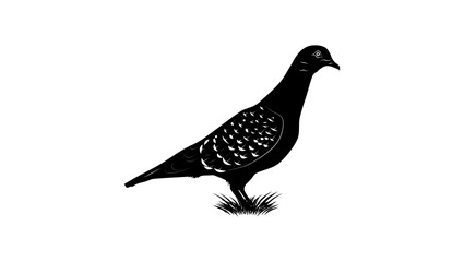 Spot-winged Pigeon, black isolated silhouette