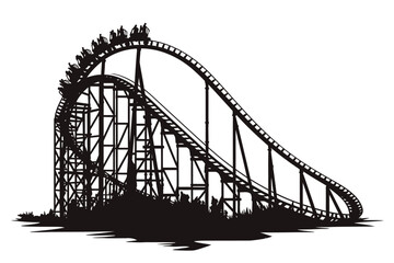 Roller Coaster Silhouette Thrill Ride Adventure