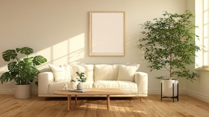 Calm, sunlit living room
