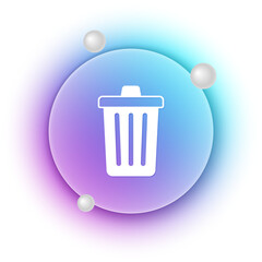 White Trash can icon isolated on white background. Garbage bin sign. Recycle basket icon. Office trash icon. Blue and purple gradient circle background. Vector