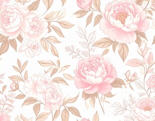 ロココ調ピンクフローラルパターンのビンテージ壁紙 Vintage Rococo Pink Floral Wallpaper Pattern	
