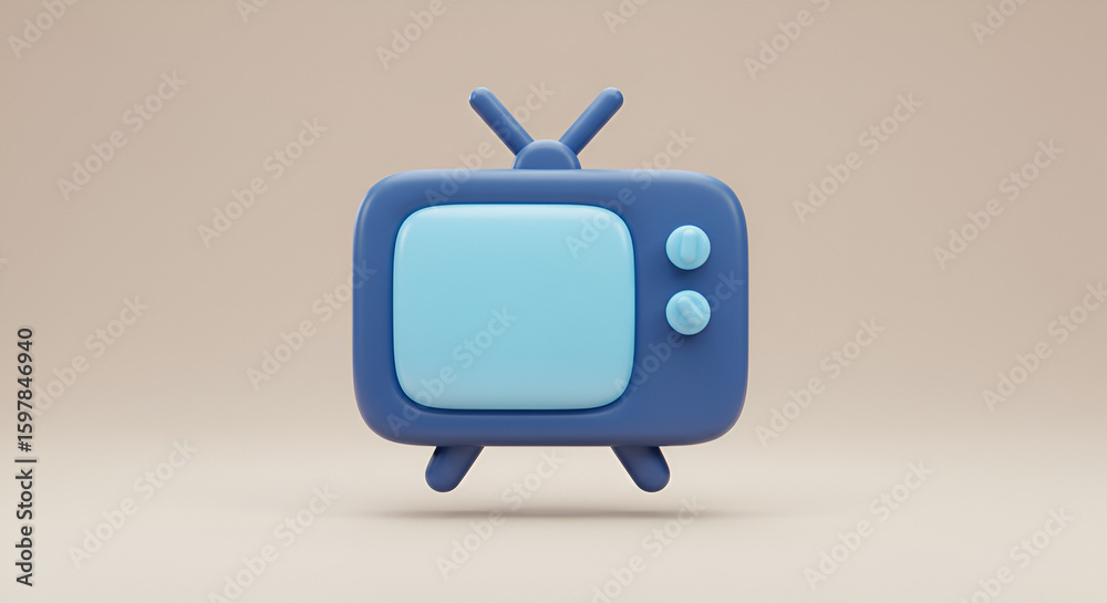 Fototapete retro charm: 3d rendering of a vintage television broadcasting nostalgia and simplicity