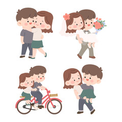 Cartoon Couple in Various Stages of Love