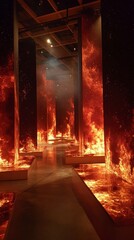 Obraz premium Fire effects display in modern space