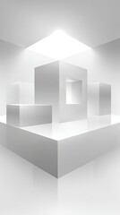 Abstract Geometric Cubes Composition In White Studio