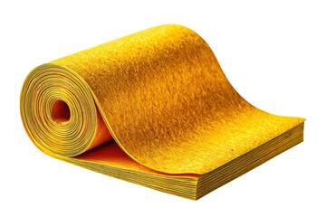 Golden Roll Unfurled Abstract Art Creative Material Fabric Roll Texture Design Yellow Gold Paper