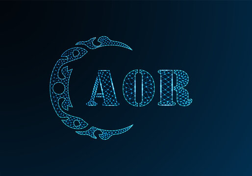 Low poly letter logo AOR design. AOR letter logo low poly vector design on blue color gradient background. AOR logo low poly design