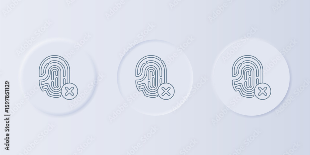 Poster grey rejection fingerprint icon isolated on grey background. access denied for user concept. error, 