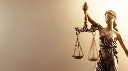 The elegant bronze statue of Lady Justice holding balanced scales.