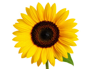 Fototapeta premium Golden Bloom in Morning Dew Close-Up of a Single Sunflower with Dewdrops on Petals, Transparent Background PNG