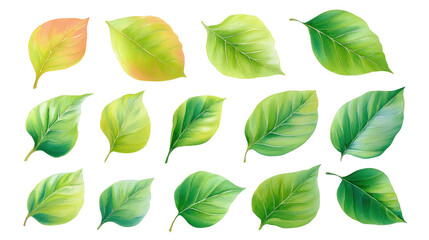 Balanced watercolor flat-lay of pistachio leaves isolated on transparent background