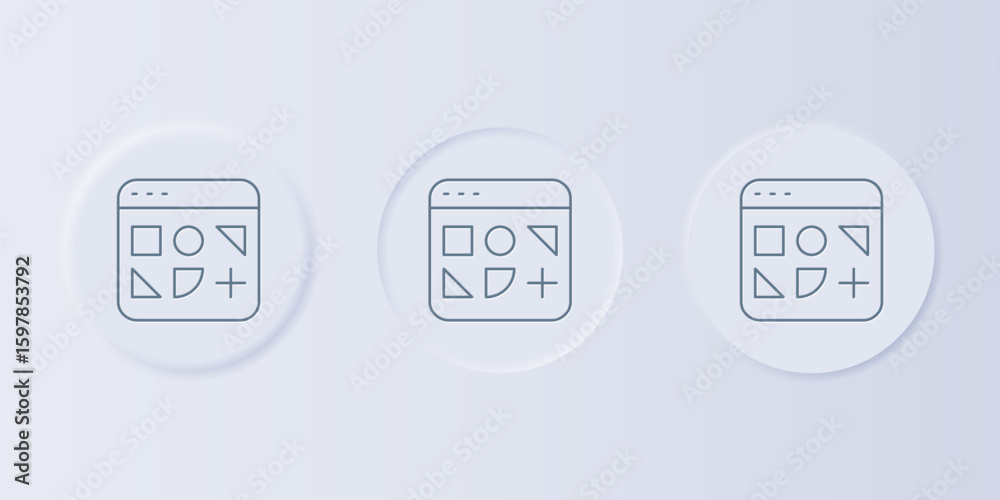Fototapete Grey Different files icon isolated on grey background. Set icons in square buttons. Vector